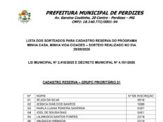 Sorteio Reserva Minha Casa Minha Vida Prefeitura de Perdizes