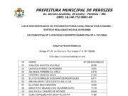 Lista dos Sorteados Minha Casa minha vida Prefeitura Municipal de Perdizes