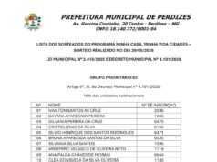 Lista dos Sorteados Minha Casa minha vida Prefeitura Municipal de Perdizes