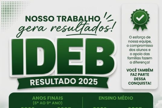 A Escola Estadual Padre João Balker celebra com grande orgulho os resultados alcançados no IDEB, fruto do compromisso, da dedicação e do trabalho coletivo de toda a comunidade escolar.