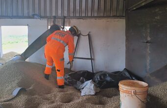Ocorrência de vítima soterrada por silo de grãos EM ARAXÁ-MG